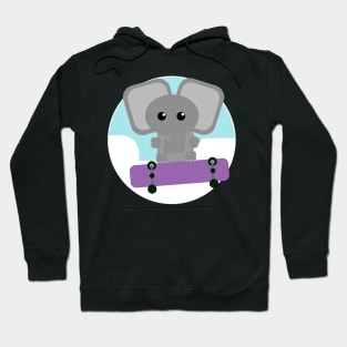 Cute elephant on skateboard Hoodie